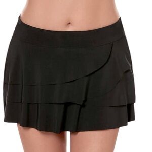 NORACORA Black Tiered Ruffle Mini Skort Tennis Swim  Skirt Women’s Size XXL NWT